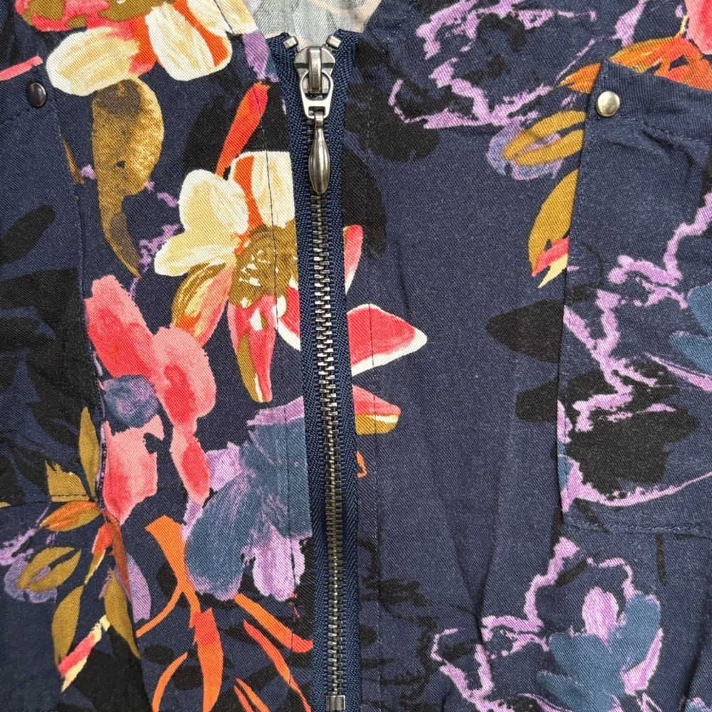 Torrid Navy Floral Sleeveless Zip Front Dress Women's Size 1 (12-14) - Picture 6 of 8